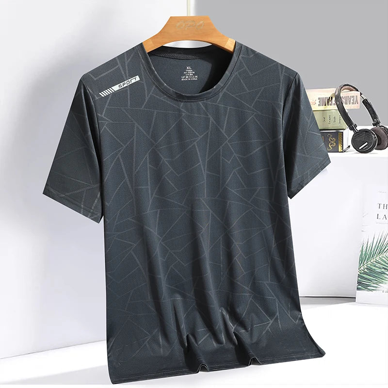 Summer Camouflage Ice Silk T-Shirt Short-Sleeved Round Neck Sports Shirt Thin Breathable Quick Drying Simple and Versatile Light