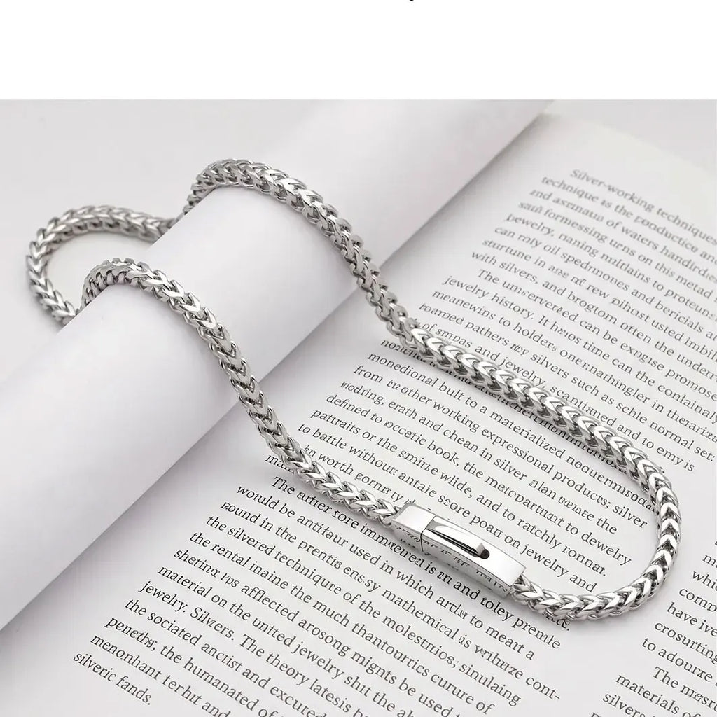 Men's Stainless Steel Franco Link Chain Necklace Minimalist Hip Hop Style Solid Franco Chain Necklace Gift for Boyfriend