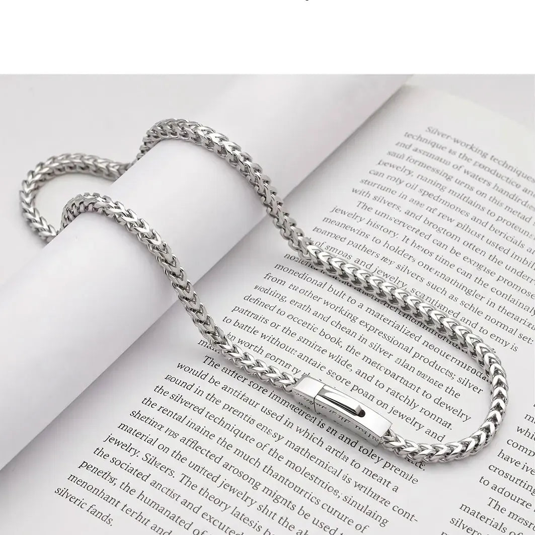 Men's Stainless Steel Franco Link Chain Necklace Minimalist Hip Hop Style Solid Franco Chain Necklace Gift for Boyfriend