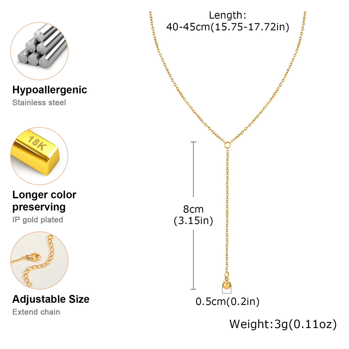 Stainless Steel Y Shape Pearl and Cubic Zirconia Pendant Neckalace For Women, Minimalist Personal Gold Plated Jewelry