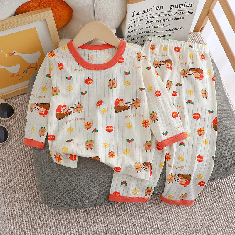 Cute Bear Print Baby Clothing Set Children Long Sleeve+ Pants Two Pieces Suit Kids Cotton Pullover Top Tee Girl Boy Casual