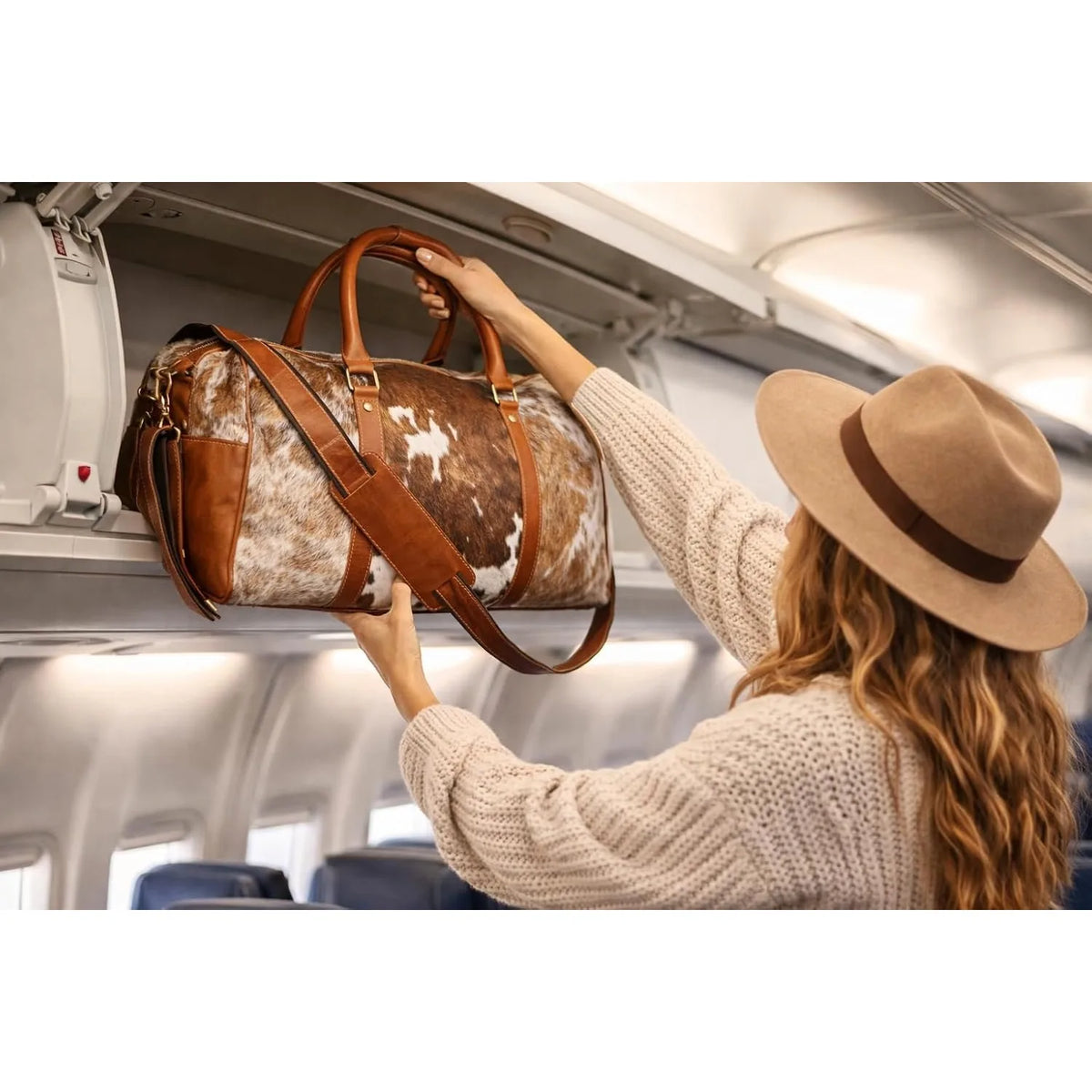 Western Cowhide Hair-On Genuine Leather Weekender Duffel Travel Bag