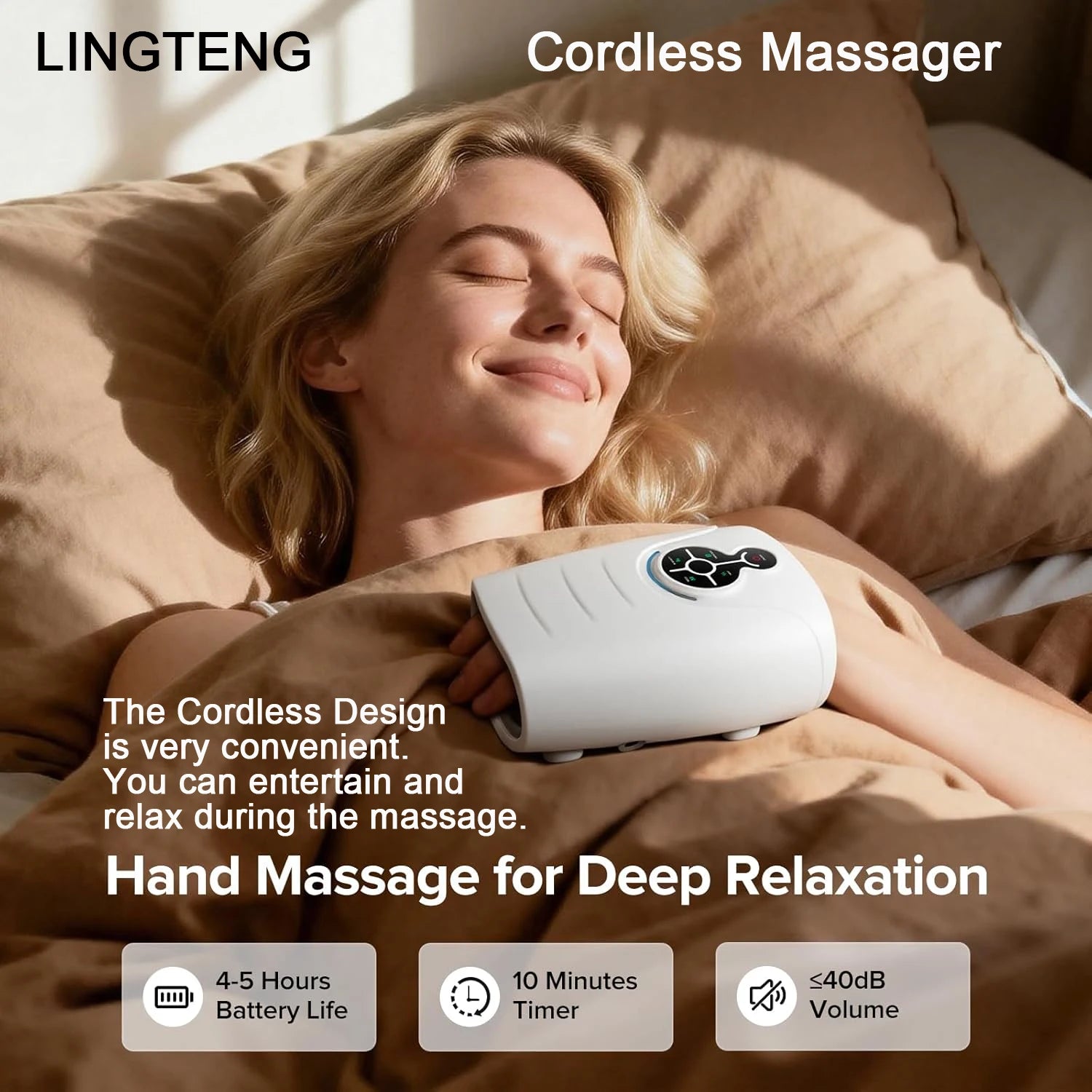 LINGTENG Hand Massager, Cordless Heated Massager, Relax Anytime, Anywhere, Warm and Comfortable, Helps You Unwind Deeply, A Holiday Gift for Home or Office