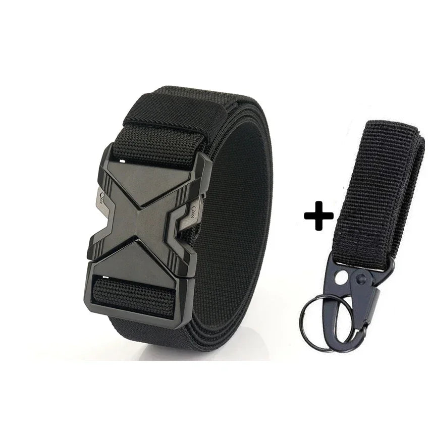 New Quick Release Metal Pluggable Buckle Tactical Belt Breathable Elastic Military Belts For Men Stretch Pants Waistband Hunting