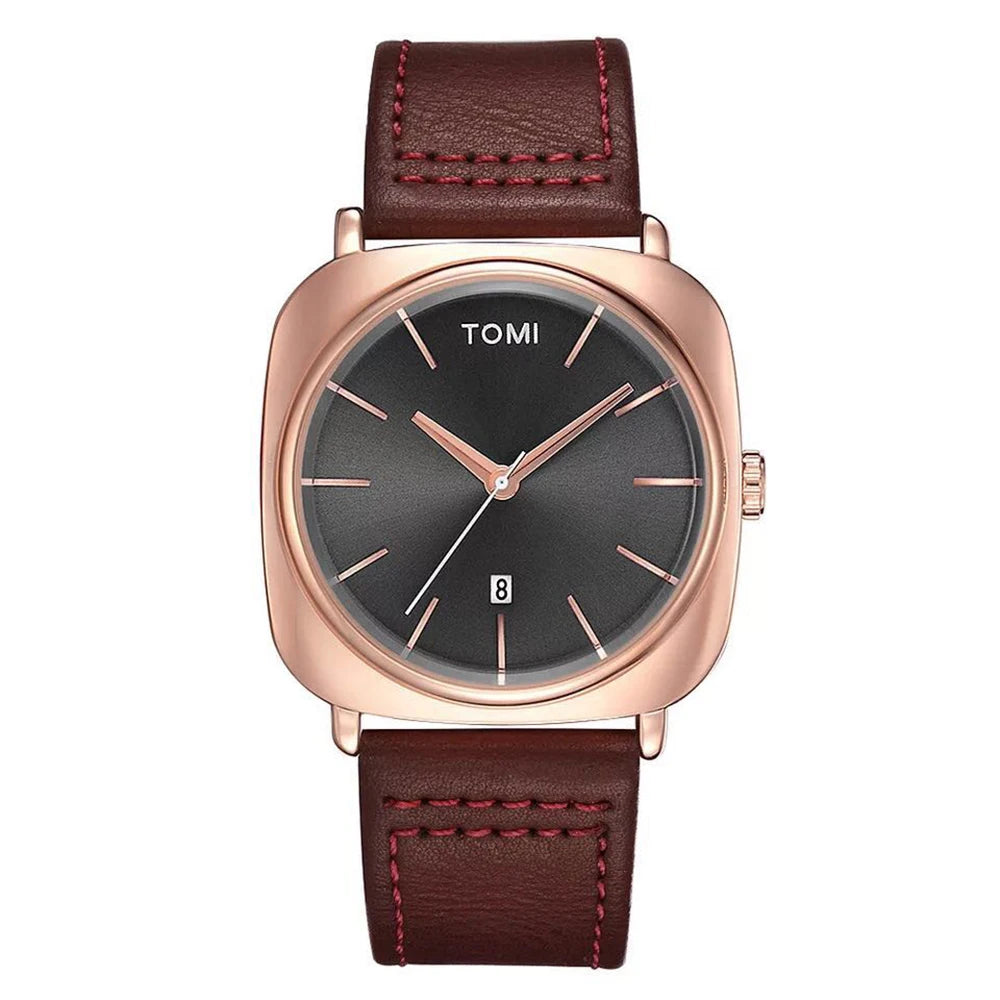 TOMI Men's Fashion Business Design Watch Square Small Disc Watch High Quality Minimalist Design Elegant Men's Watch Quartz Watch