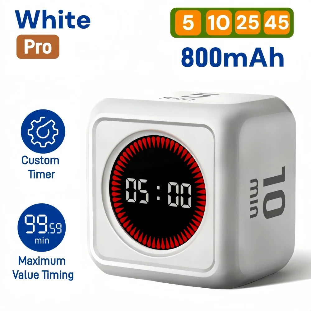 Pomodoro Timer -for Kitchen/Study/Shower Timer,Silent Flip Digital Visual egg Timer, 5/10/25/50min Cooking Gadgets Smart