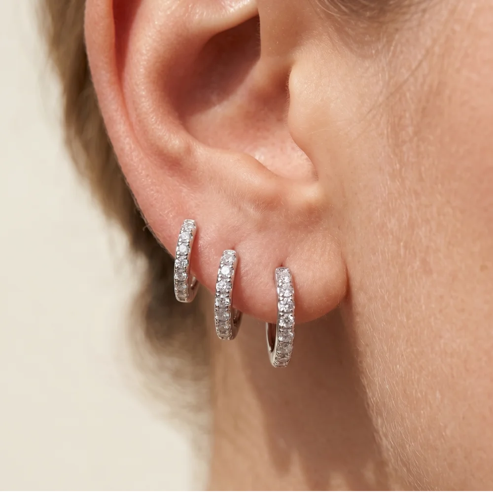 2/6PCS 316L Stainless Steel Minimalist Hoop Earrings Crystal Zirconia Small Cartilage Helix Tragus Piercing Jewelry for Women