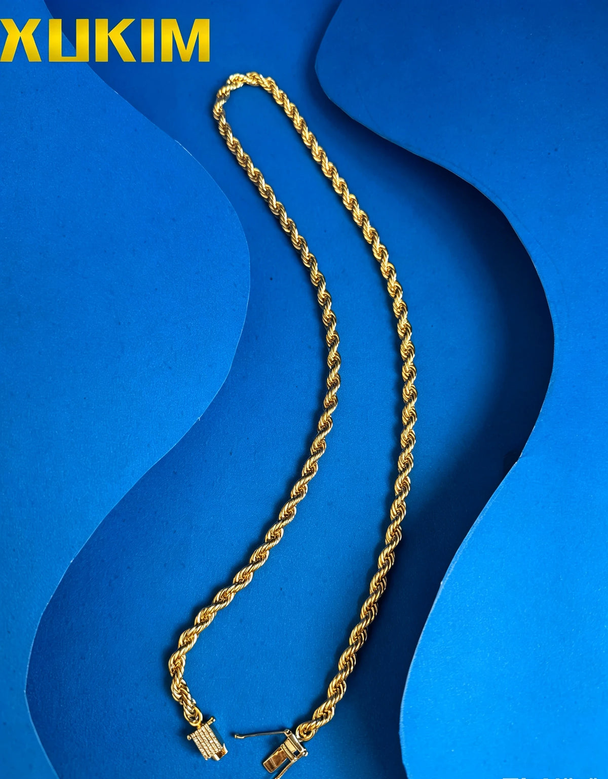 XUKIM Fashion Jewelry Cordell Chain Kejsarlänk Upgrade 6mm Rope Chain Setting Diamond Clasp Gold Box Clasp 7mm Rope ChainX