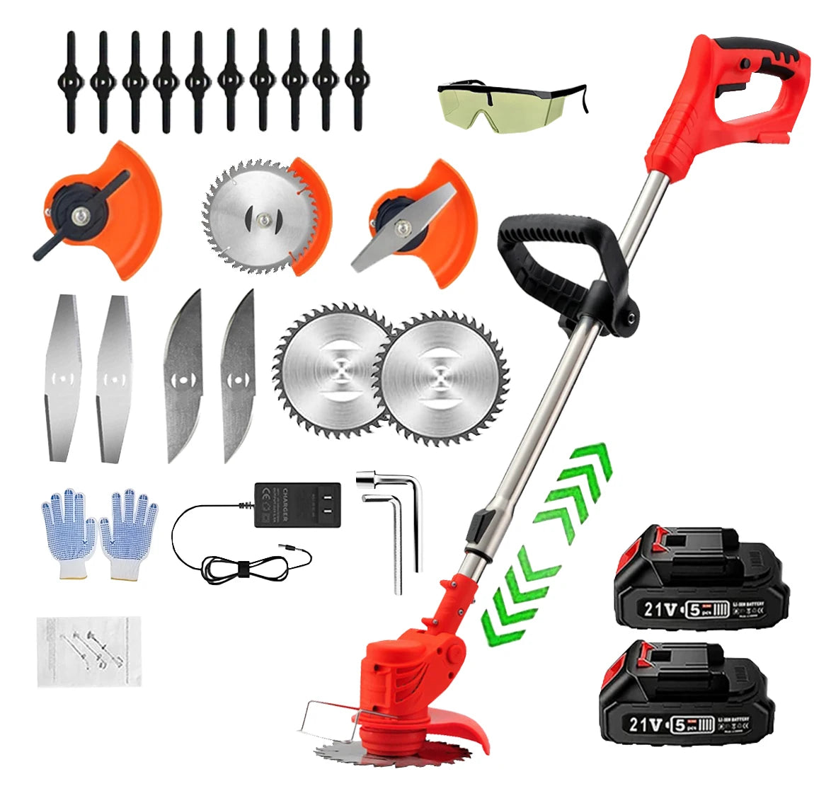 Electric Weed Wacker String Trimmer: 21VCordless Weed Eater and Edger BatteryPowered, 3 in 1 Lawn Tool ,2Batteries anChargerIncl