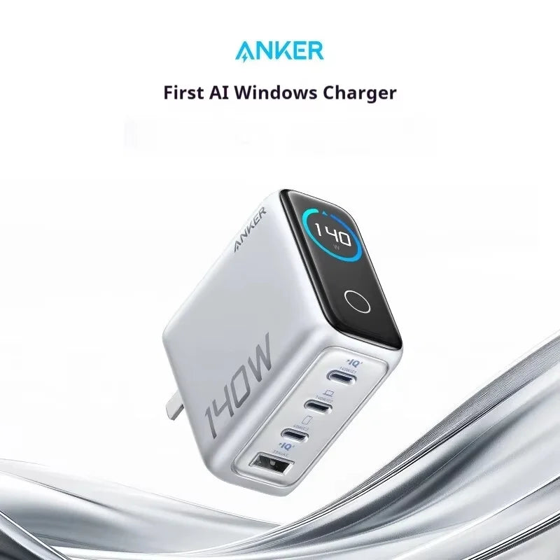 Anker Zolo 140W GaN Charger AI Display Screen Four-Port Fast Charge Mobile Phone Chargers Portable Phone Power Adaptor Original