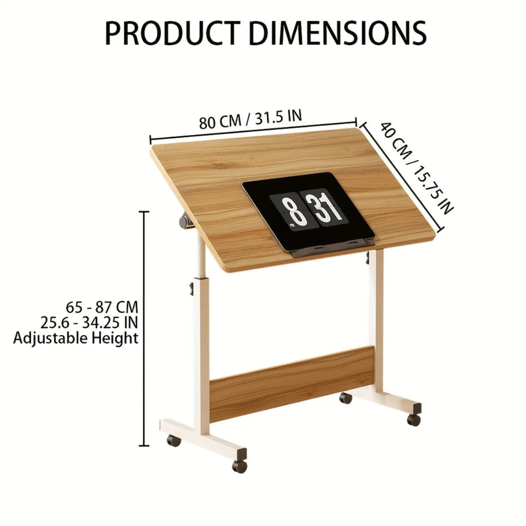 Adjustable Height Standing Desk with Lockable Wheels, Portable Mobile Computer Desk for Home Office