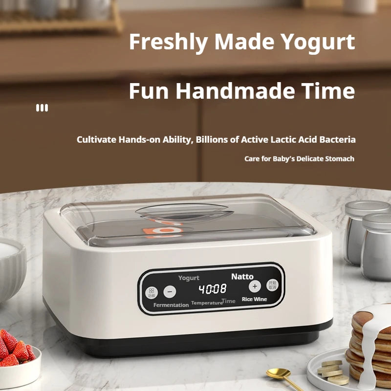 HOMEFISH 1.6L Multi-functional Automatic Yogurt Maker Adjustable Temperature Time Ice Cream Pudding Machine 220V