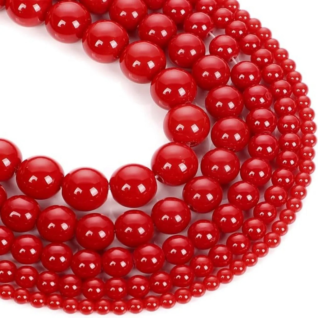 6/8/10mm Red Coral crystal Beads Round for Jewelry Making DIY Bracelet Necklace Accessories Charms Beaded