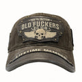 Vintage Washed Baseball Cap Men Skull Wing Embroidery Rivet Leather Patch Hat Retro Biker Motorcycle Adjustable Outdoor Sun Hat