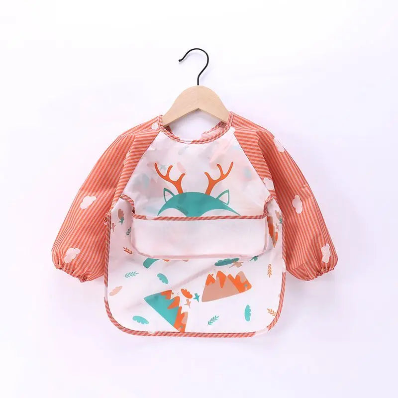 Waterproof EVA Full Sleeve Baby Bibs Children Apron Long Sleeve Feeding Smock Kids Eating Breastplate Infant Scarf Clothing