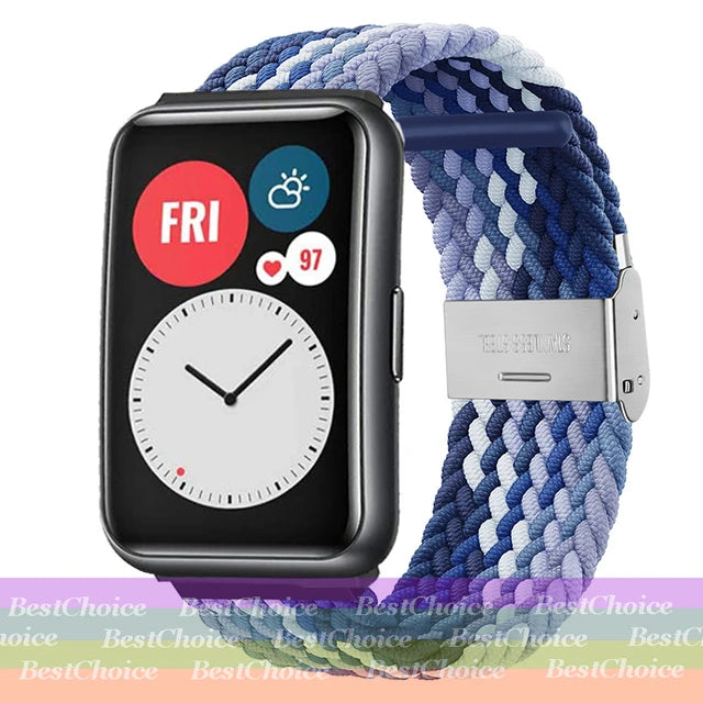 Nylon Braided Watch Strap for Huawei Watch Fit 3 Elastic Loop for Huawei Watch Fit 2 1Adjustable Band Bracelet Metal Connector