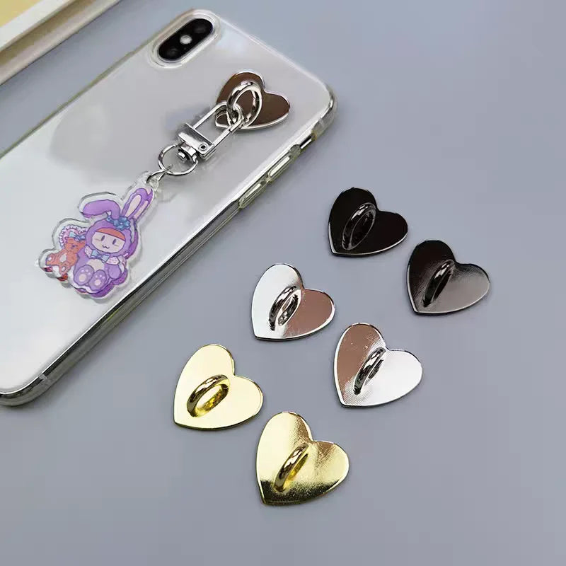 Metal Heart Mobile Phone Ring Holder Pendant Hook Round Accessories Charm Holders DIY Kawaii Buckle Clasp Pendant