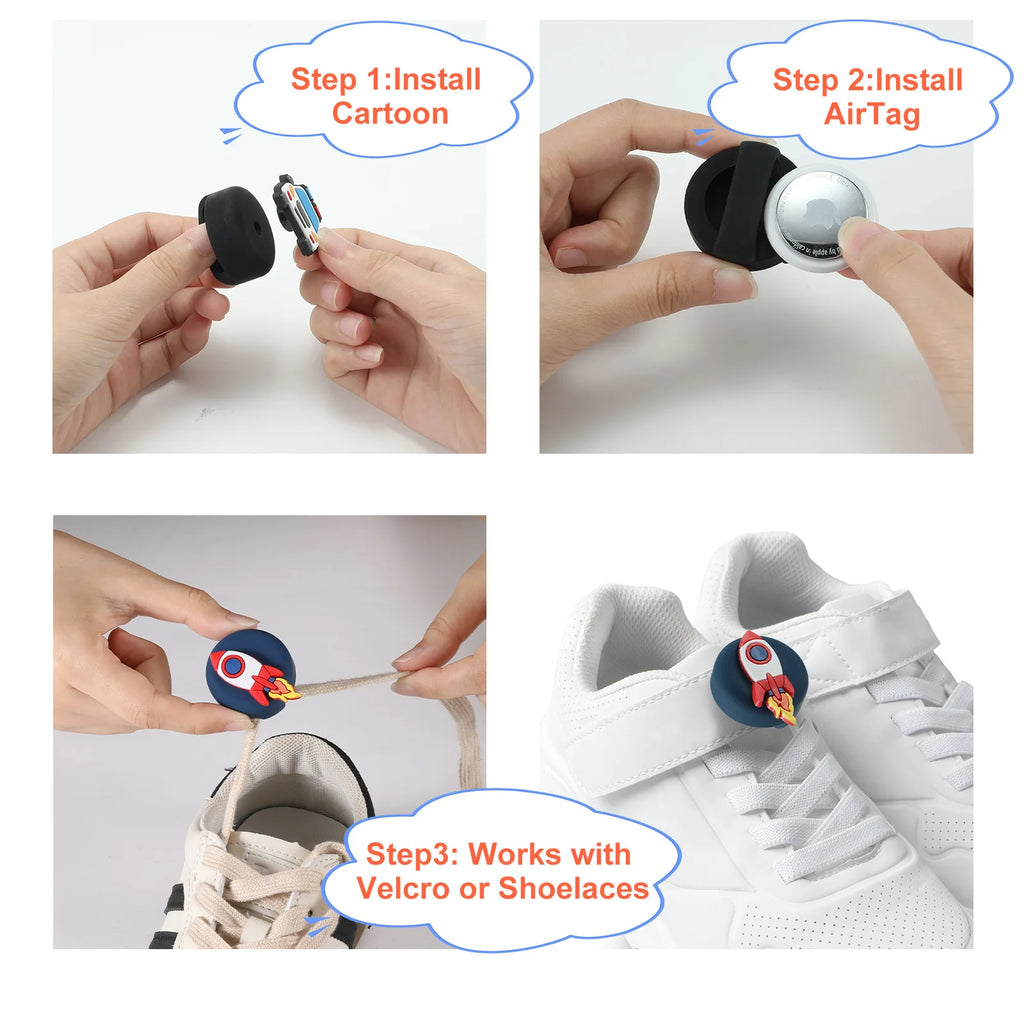 Kids Shoelace AirTag Holder Case,Waterproof Silicone GPS Tracker Accessories for Toddler Children's Shoes & Straps