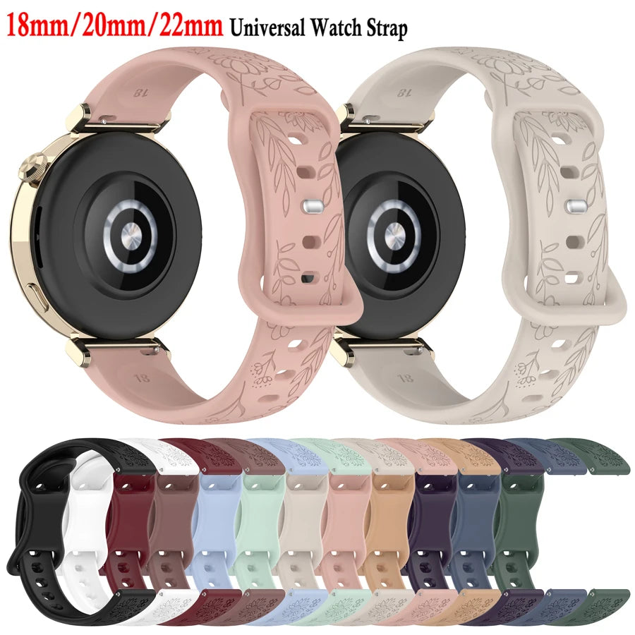 18 20 22mm Watch Strap for Garmin Forerunner 170 70 570 165 255 3D Flowers Silicone Band For Active 6 5/Venu 4 41/45mm Bracelet