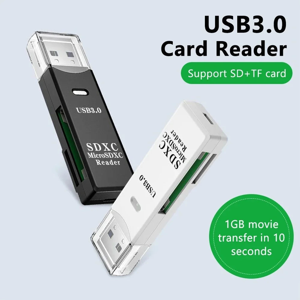 2 IN 1 USB 3.0 /USB 2.0 Card Reader SD TF Card Memory Card Reader High Speed Smart Card reader Adapter For PC Laptop Accessories