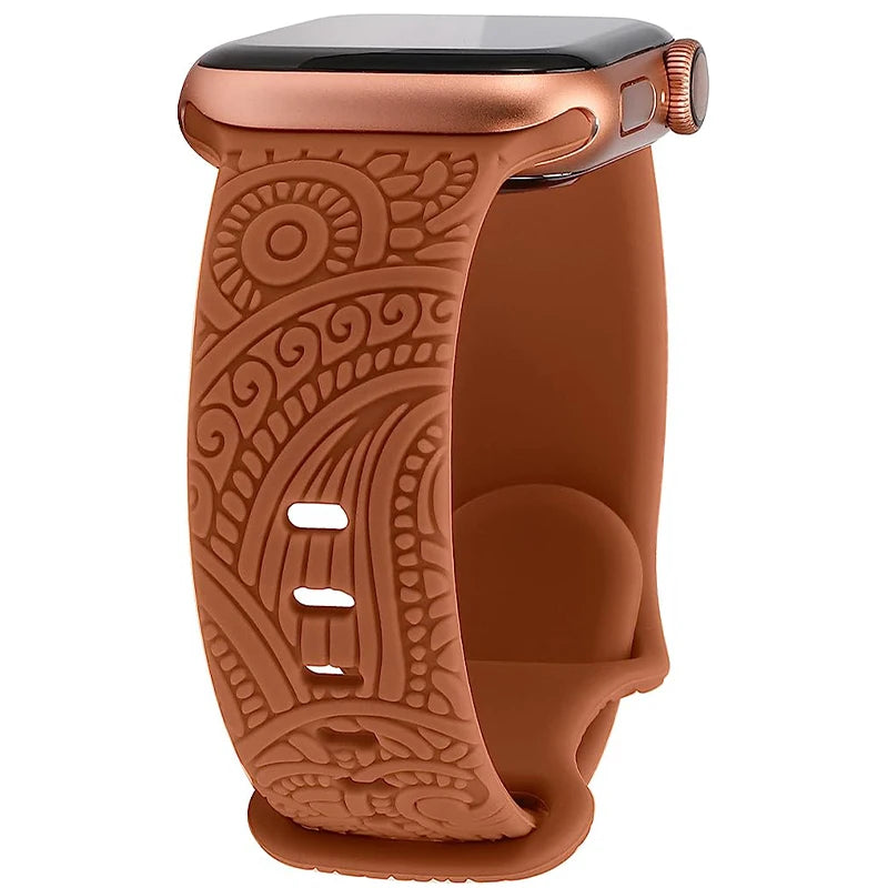Engraved Band for Apple Watch 44MM 49mm 40mm 41 45mm 38/42mm Leopard Silicone Sport Strap for IWatch Series Ultra 8 7 6 SE 5 4 3