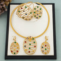 Luxury 18K Gold Plated Jewelry Set Wife Women Crystal Necklace Earring Bracelet Ring African Bridal Wedding Party Christmas Gift