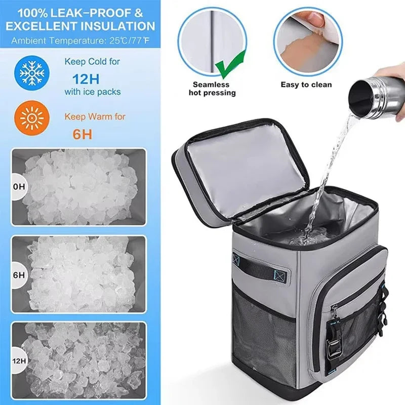 30L Waterproof Insulated Cooler Backpack for Men Women Leak Proof Cooler Rucksack for Camping Beach Fishing Picnic Travel Bag