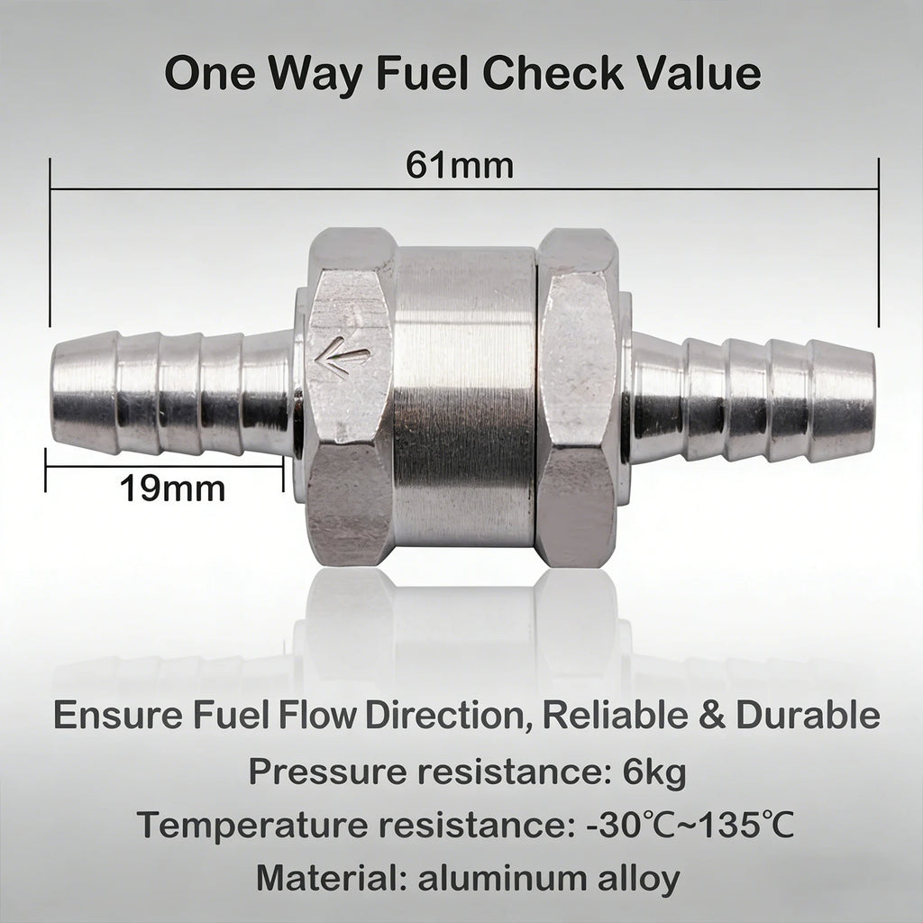 Fuel Non-Return Check Valve 6/8/10/12mm Alum Alloy One-Way for Petrol Diesel Water – Peugeot Renault Low-Pressure Systems