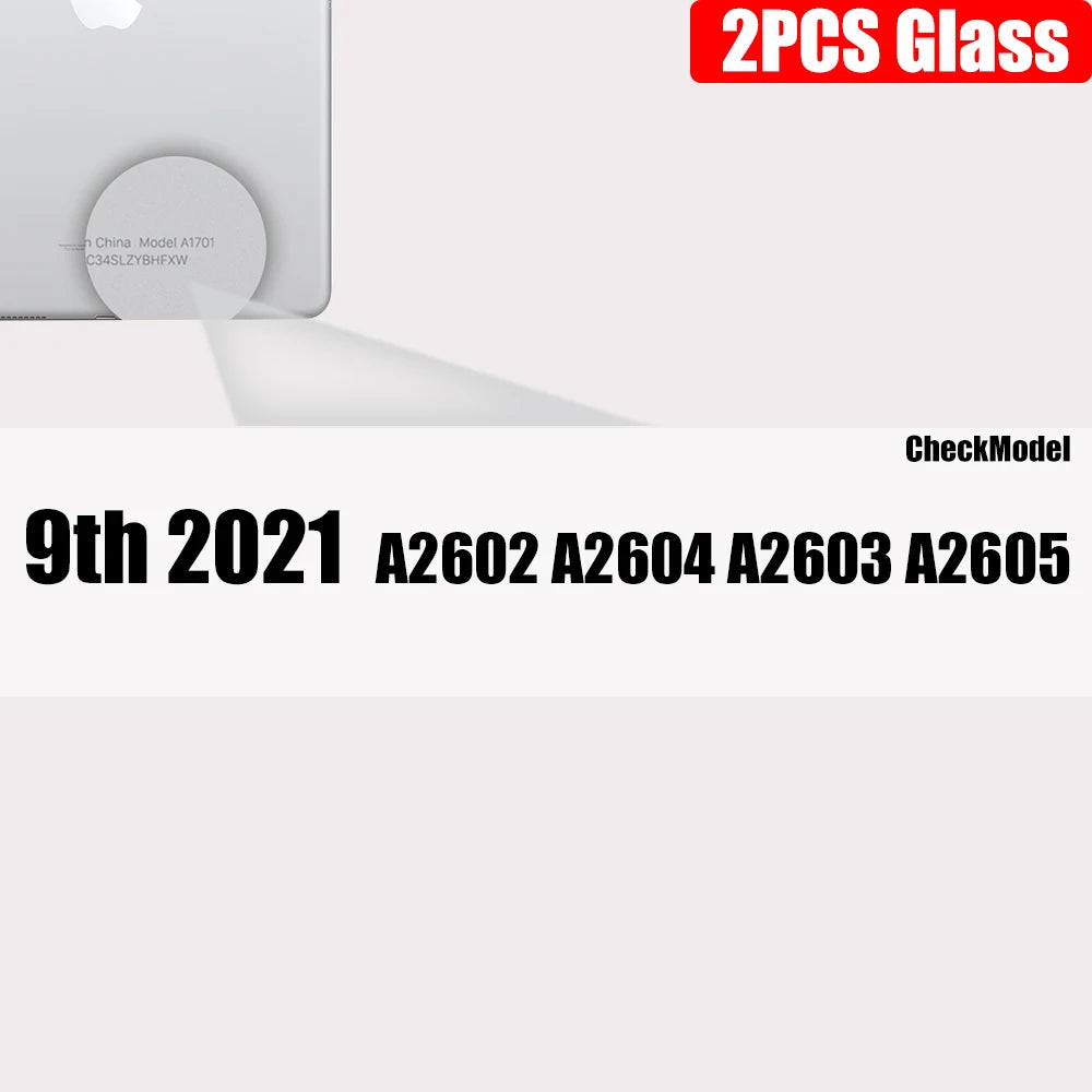 2pcs Clear Tempered Glass For Ipad 9 8 7 6 5 9th Generation 8th 7th 6th Screen Protector For Ipad Pro 11 10.5 9.7 Air 5 4 Mini 6