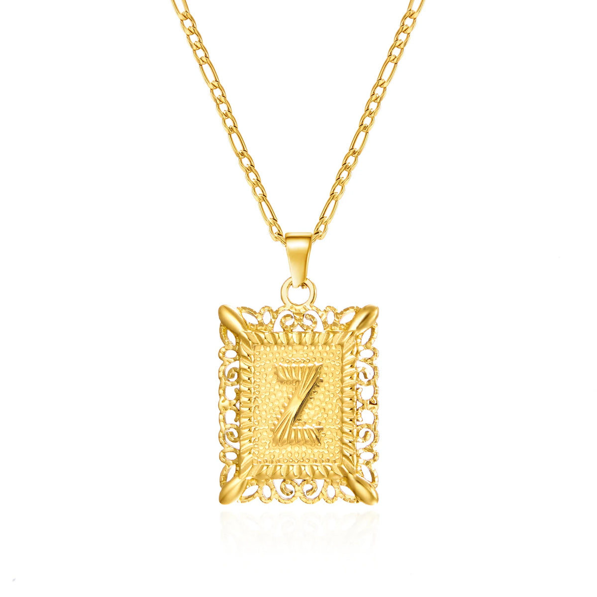Stainless Steel Initial Letter Necklace For Women Men 2025 New Stylish Square Pendant Necklace Birthday Party Jewelry Gifts
