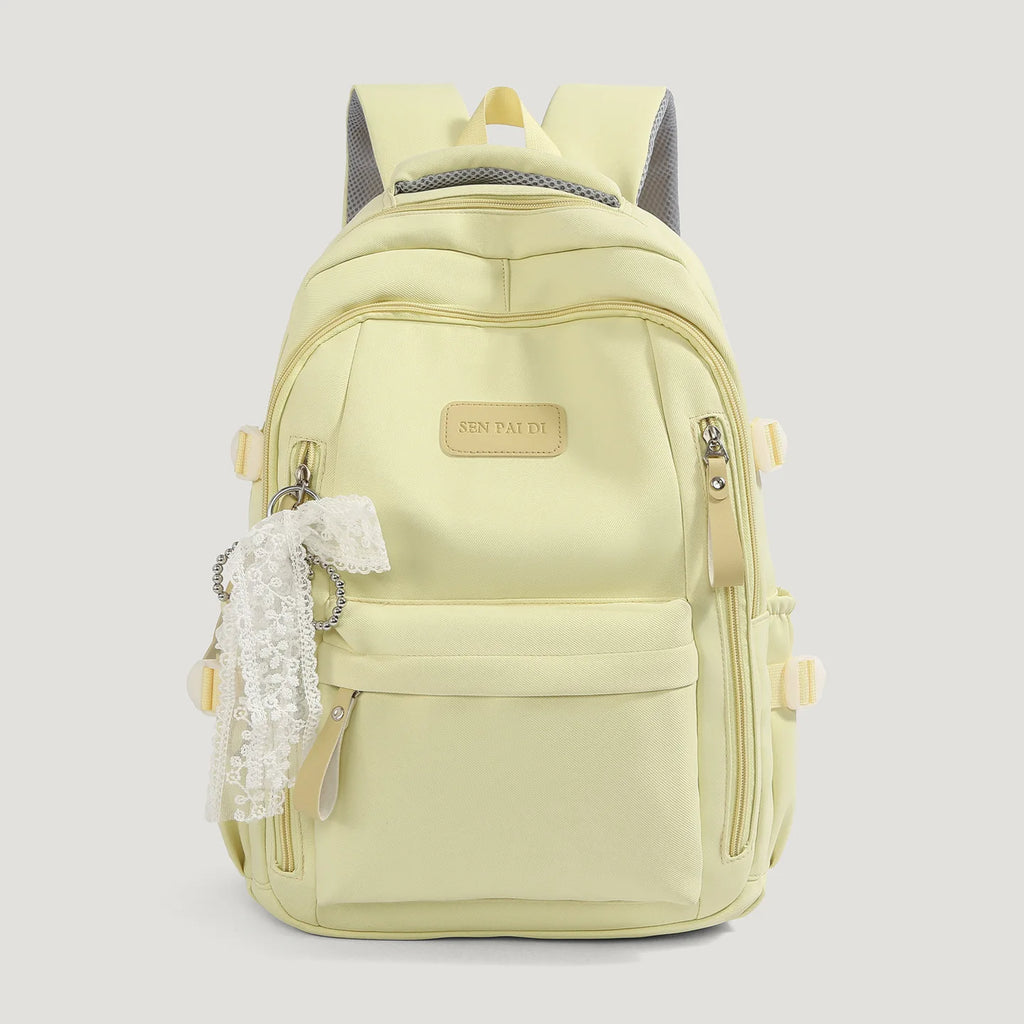 New Female High Capacity Waterproof College Backpack With Lace Pendant Trendy Women Laptop School Bags Cute Girl Travel Book Bag