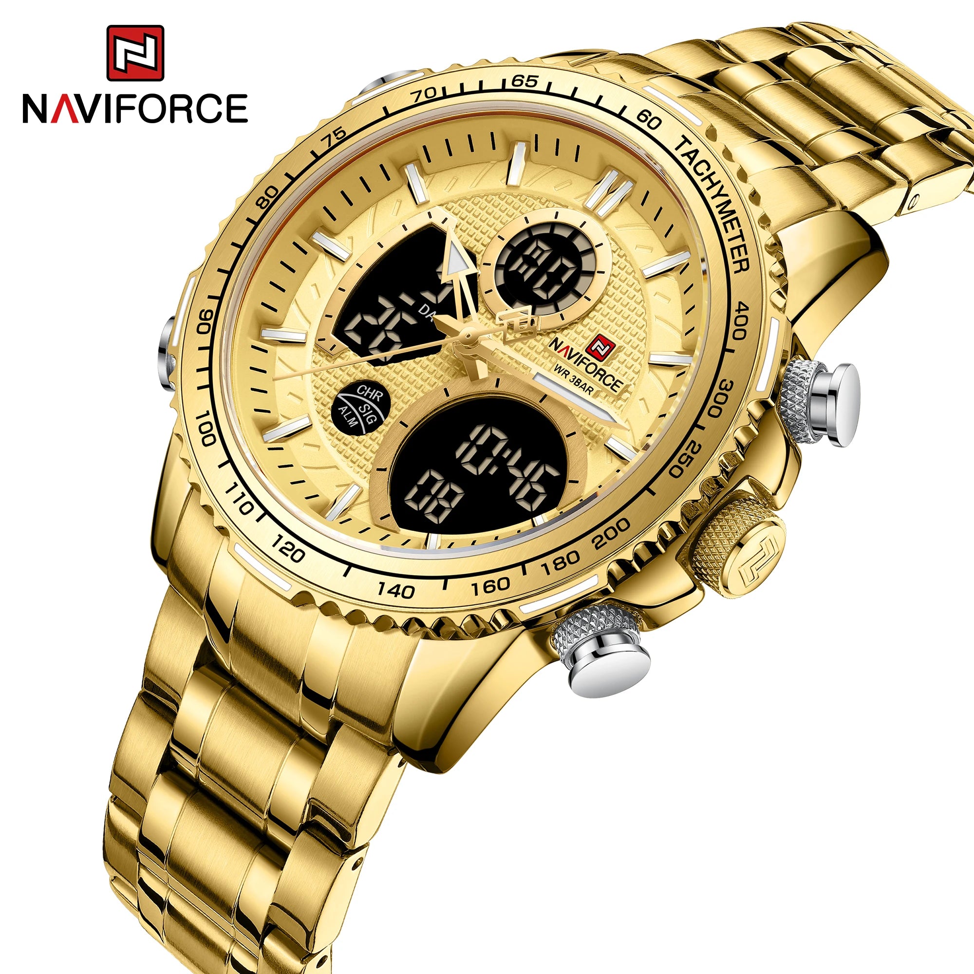 NAVIFORCE Fashion Men Watch Luxury Brand Sport Watch For Men Chronograph Quartz Wristwatch Military Waterproof Steel Band Clock