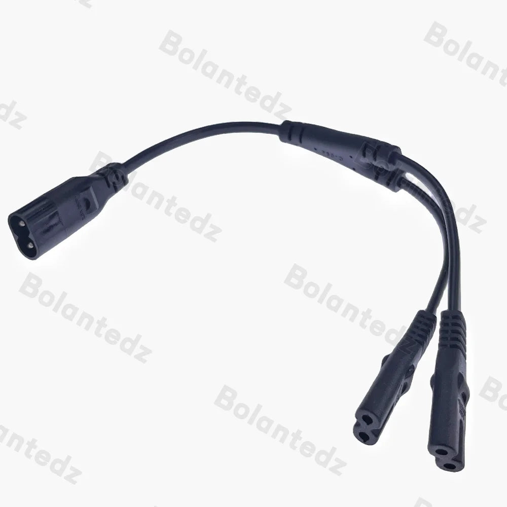 1PC IEC 320 C8 2Pin Male to 2 x C7 Female Y Split Power Cable About 28CM IEC 320 C7 to C8 extension cords C8 male to C7 female