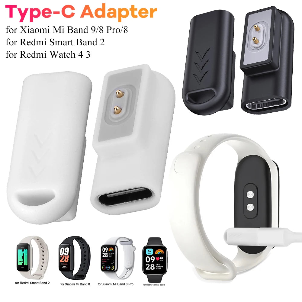 For Xiaomi Mi Band 9/8 Pro/8 Smart Watch Charger Adapter Connector USB C 90° Magnetic Charging Adapter for Redmi Smart Band 2