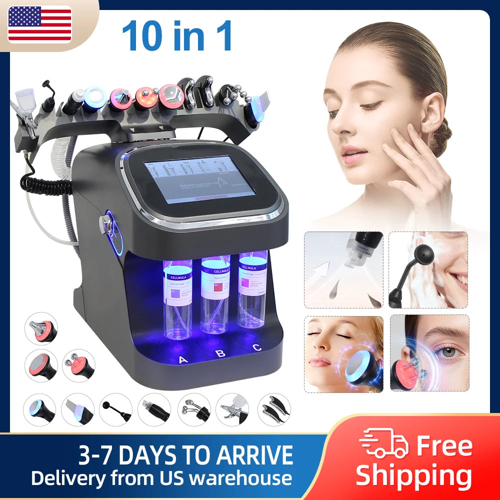 10 IN1 Hydra Beauty Skin Cleansing Facial Machine Water Aqua Peeling Equipment