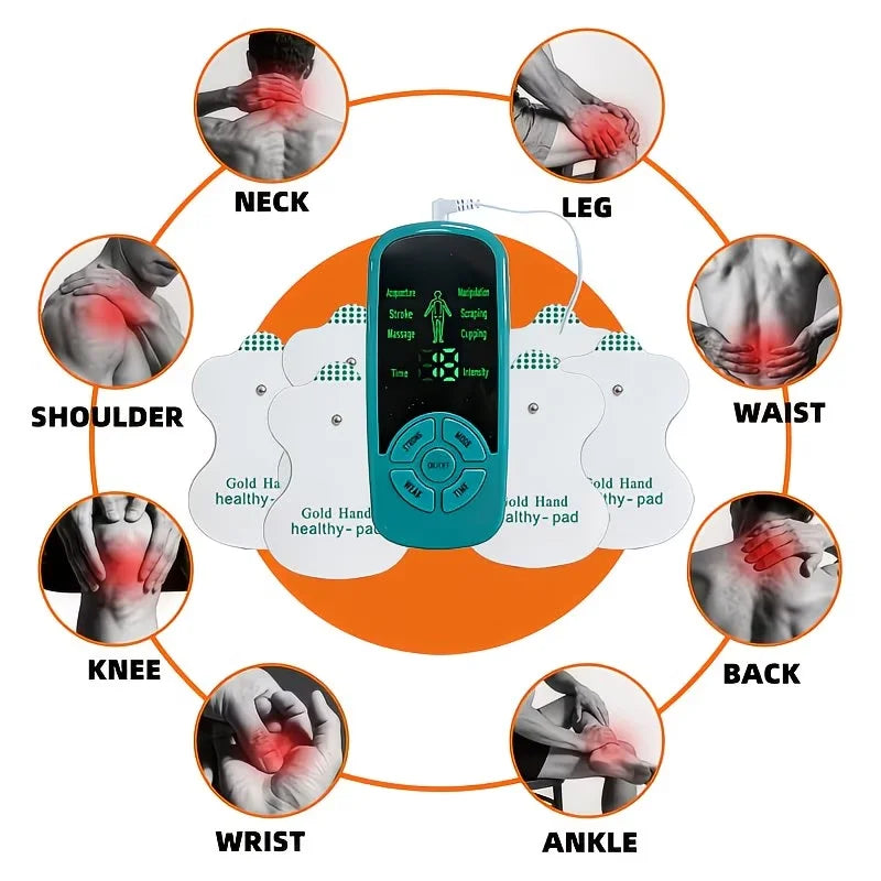 3-in-1 / Unit & Massager Device with Portable Muscle Stimulator Suitable for Back, Full Body, USB/Battery-Powered, Multi-Intensi