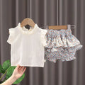 2024 New Girls' Suit Summer Children's Dress Baby Girl Fashionable Children's Top+Skirt Two-Piece Set