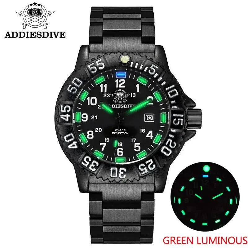 ADDIESDIVE Fashion Men's Analog Watch 50m Waterproof Luminous Tube Nylon Sports Men Military Wristwatches Quartz Watch for Men