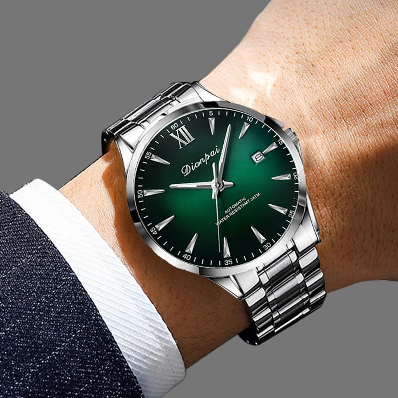 Dianpai Simple Business Men's Fully Automatic Mechanical Watch Stainless Steel Calendar Men's Waterproof Night Light Watch