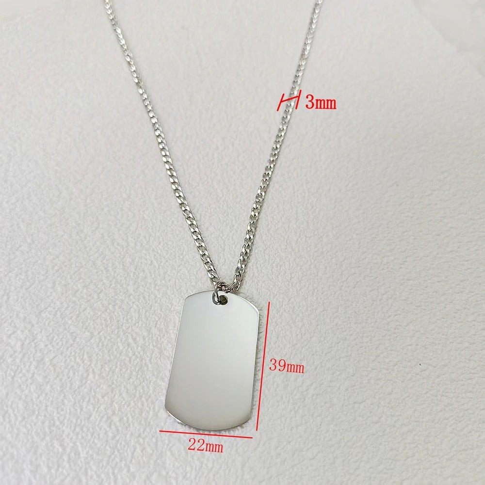 New10 pcs mirror polished bar shaped nameplate pendant necklacestainless steel personalized DIY custom name logo pendant necklac