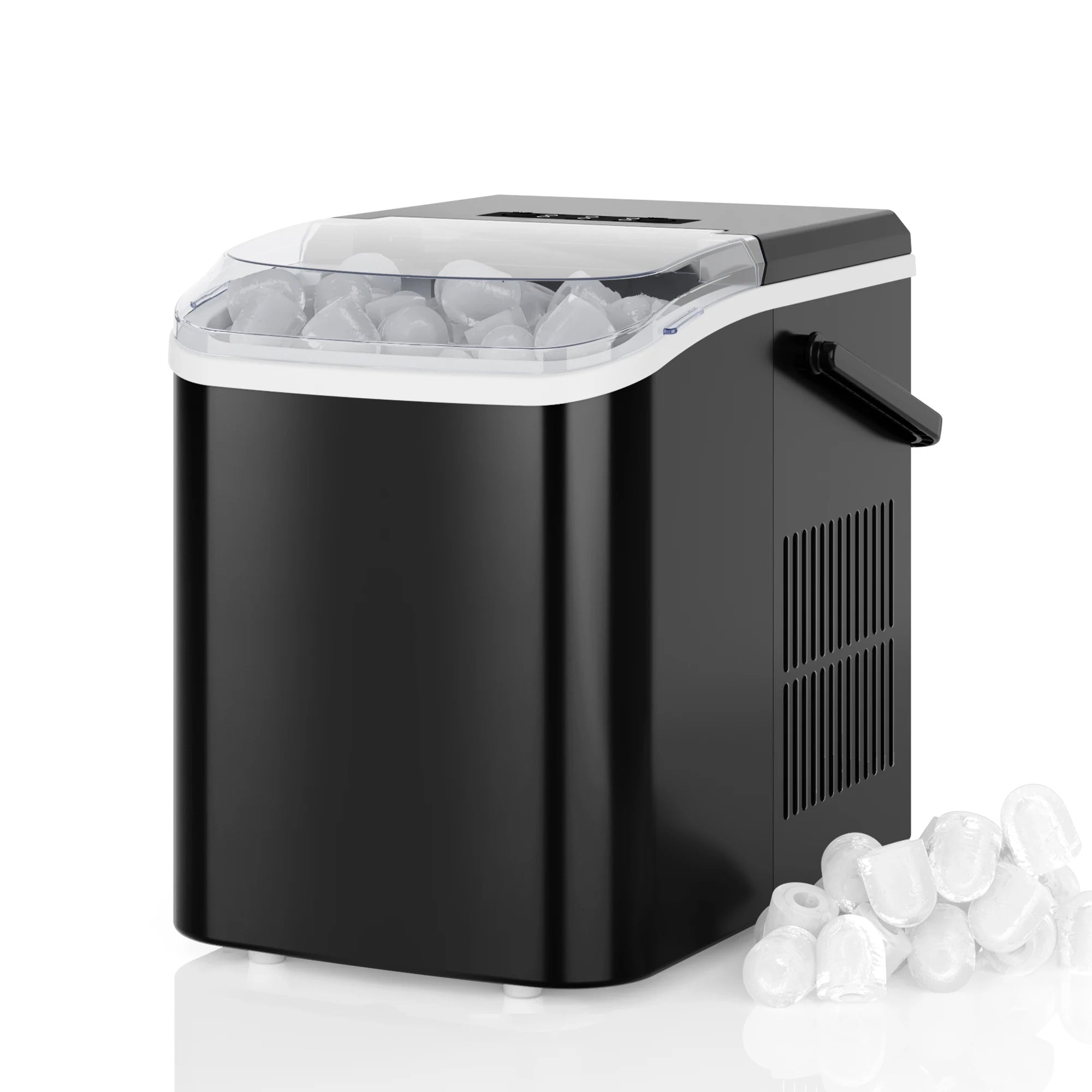 JHK Portable Kitchen Ice Machine Countertop Ice Maker with Handle 9 Bullet Ice Cubes Ready in 6 Mins Self-Cleaning Quiet Compact Ice Maker for Home Camping