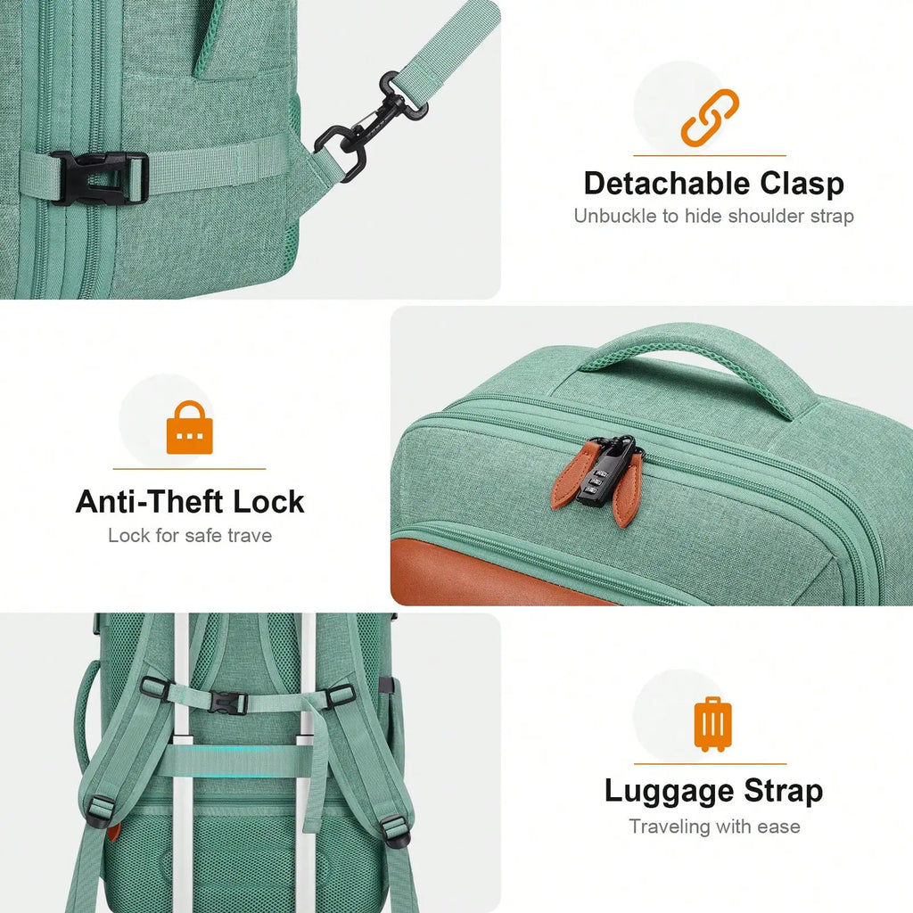 5PCS Travel Backpack Carry On Backpack 42L Flight Approved, Expandable Laptop Backpack With Packing Cubes & Shoe Pocket