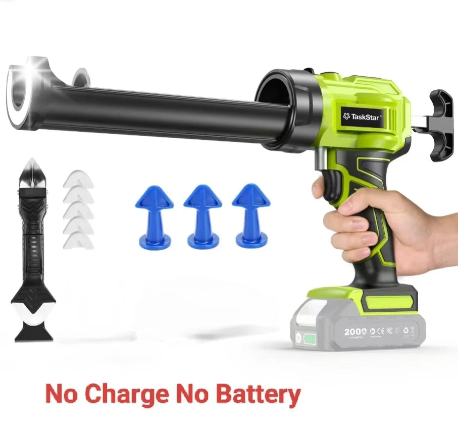 Taskstar Electric Caulking Gun No Drip with 1*2.0Ah Battery 250KG 10OZ Dripless Cordless Battery Powered Tool with LED Light for Filling and Sealing For Makita Battery