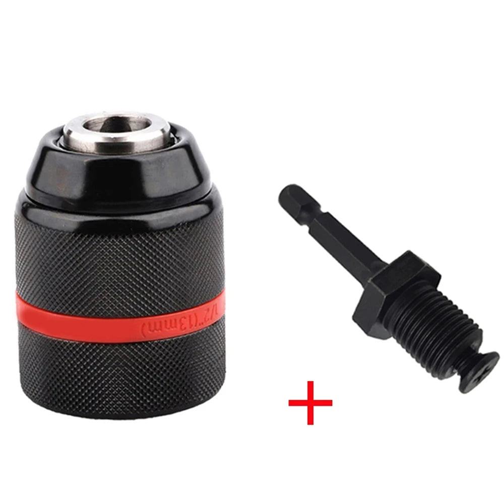 JENTORIX 2mm-13mm Metal Keyless Drill Chuck, 3Jaw Self-lock Ratchet Chuck 1/2-20UNF Thread, Chuck for Drill Bit Screwdriver&Taps
