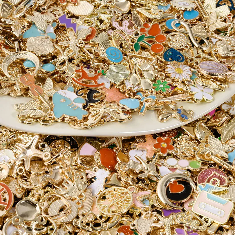 Mixed Assorted Alloy Enamel Cute Heart Pendants Charms Ocean Flower Alloy Oil Drop DIY Earrings Bracelet Jewelry Accessories New