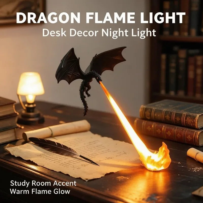 Fire-Breathing Dragon LED Light 3D-Printed Flying Dragon Desktop Decorative Lighting, Bedroom Ornament, Halloween Birthday Gift