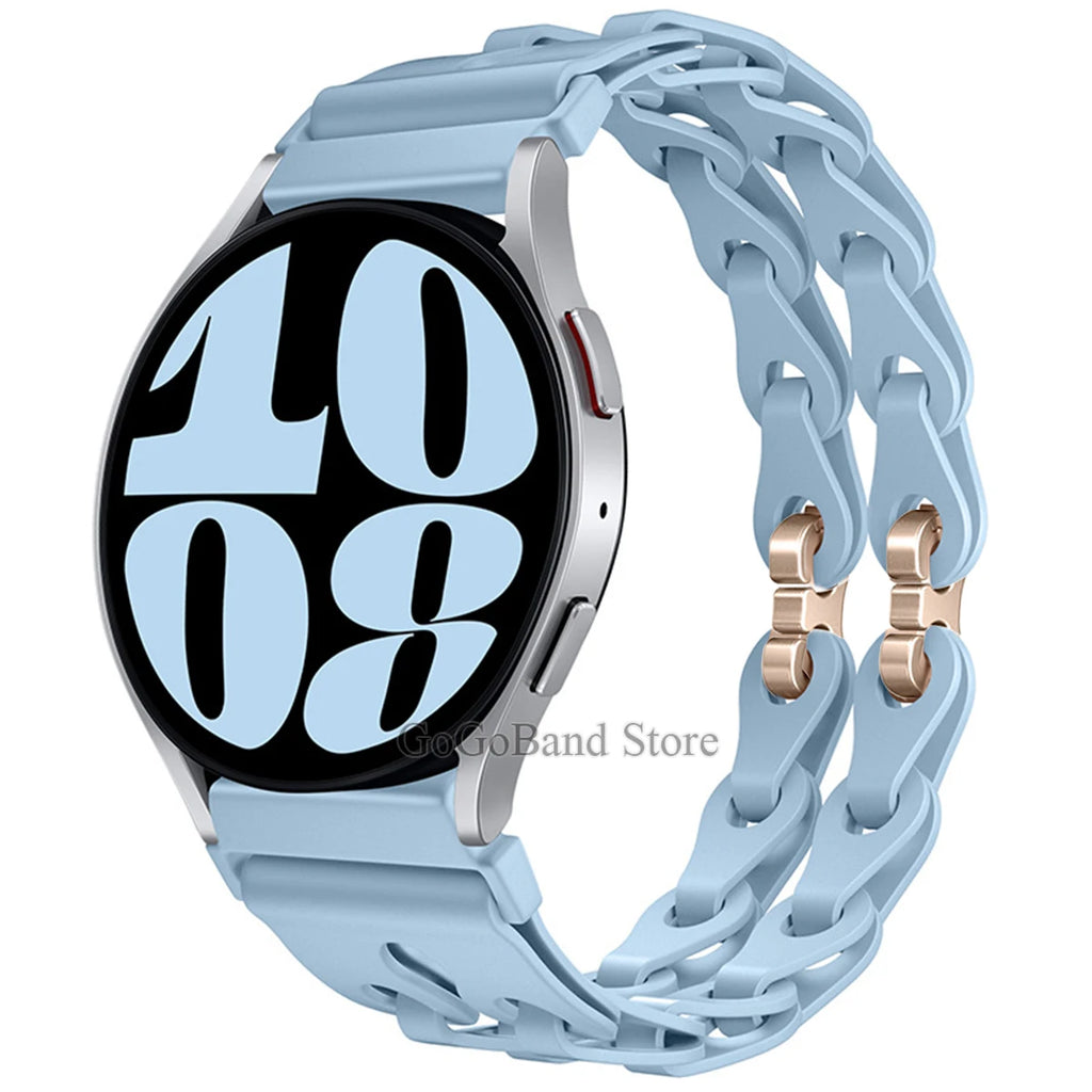 22mm 20mm Chain Strap for Samsung Galaxy Watch 7 6 5 4 6Classic Silicone Band for Huawei GT4 3Pro for Amazfit GTR 4/GTS Bracelet