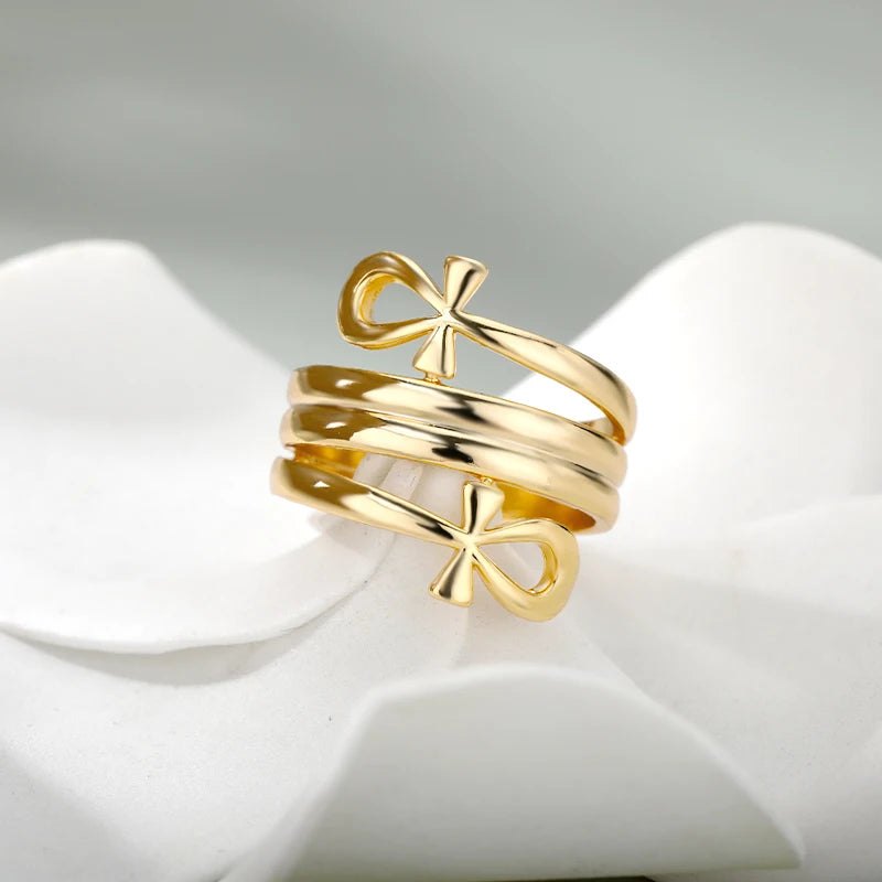 Double Coiled Queen Nefertiti Rings For Women Egyptian Jewelry Gift Vintage Stainless Steel Ring Wedding Couple Africa Ring