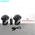 Wireless Lavalier Microphone Noise Cancelling Clip Mic Rechargeable For IOS Android Live Streaming Podcast Vlog Recording