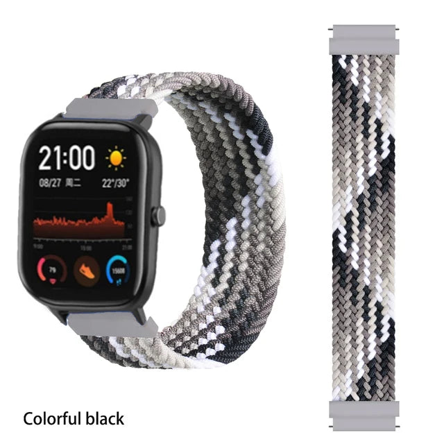 20mm 22mm Watch Straps For Amazfit GTS/4/3/2/2e/GTS2 Mini/GTR 4/3 pro/GTR2/2e/2 Braided solo loop Bracelet Amazfit bip 6 5 band